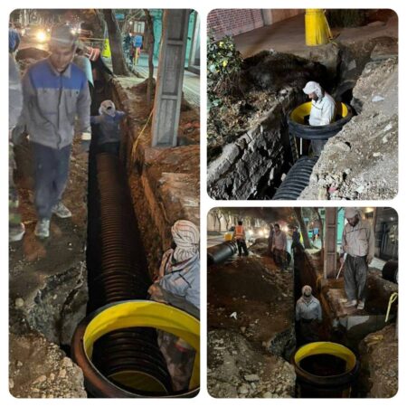 فعالیت شبانه در احداث پروژه پیاده راه خیابان تفرش