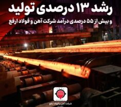 رشد ۱۳ درصدی تولید و بیش از ۵۵ درصدی درآمد شرکت آهن و فولاد ارفع